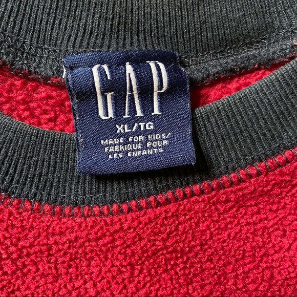 GAP Boy’s Fleece Red Blue Pullover Sweater XL - Picture 5 of 7